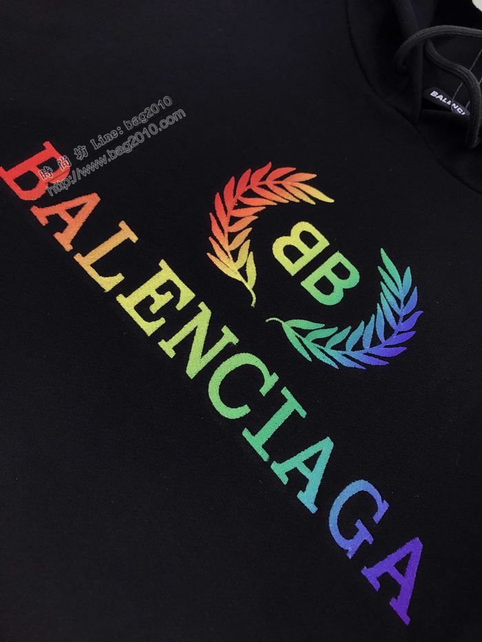 Balenciaga男裝 巴黎世家彩虹麥穗刺繡連帽衛衣 寬鬆版型純棉衛衣 男女同款  ydi3107